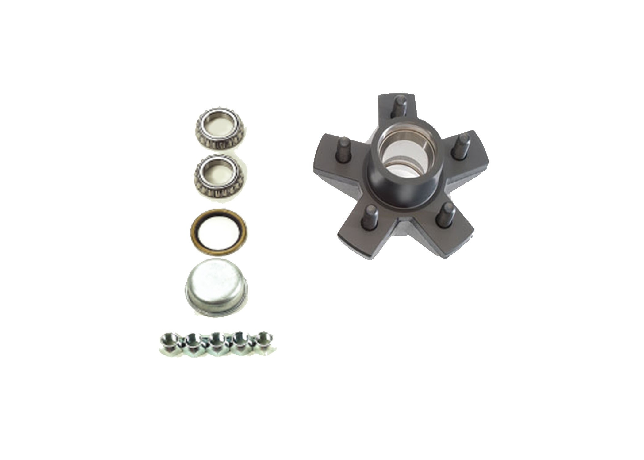 2000# AXLE 5 LUG, 4 1/2in BC. IDLER HUB KIT (L44643 BEARING)