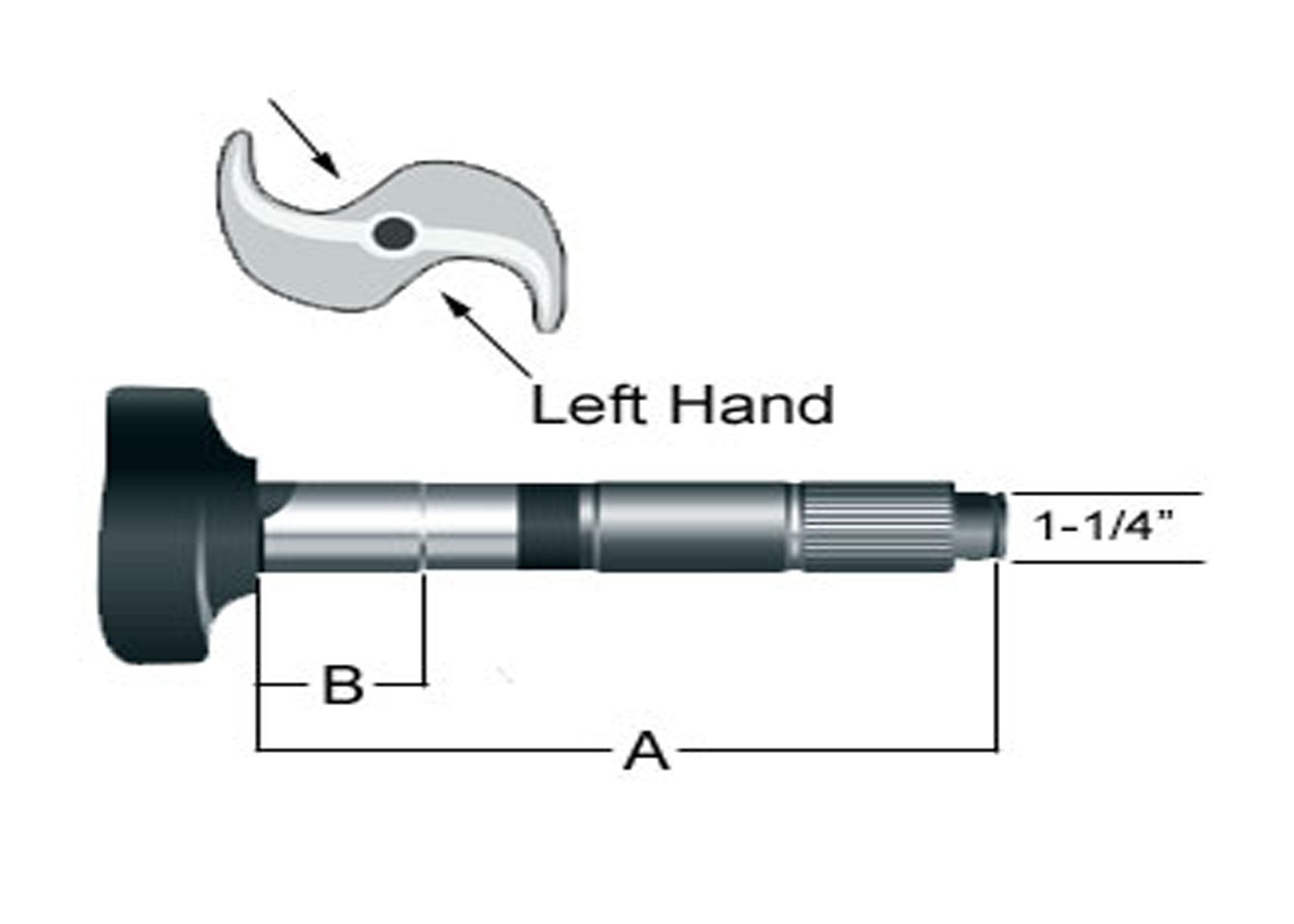 LH CAM SHAFT 8.562in, 28 SPLINE, 1.50 DIA.