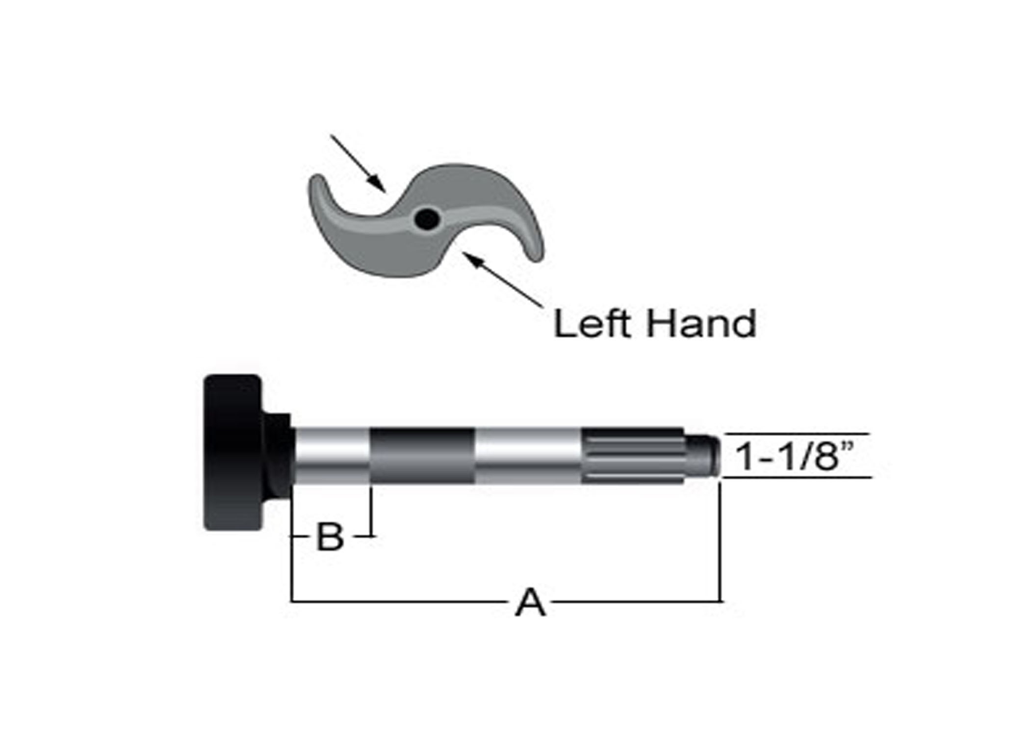 LH CAM SHAFT 11.50in, 10 SPLINE, 1.50 DIA.