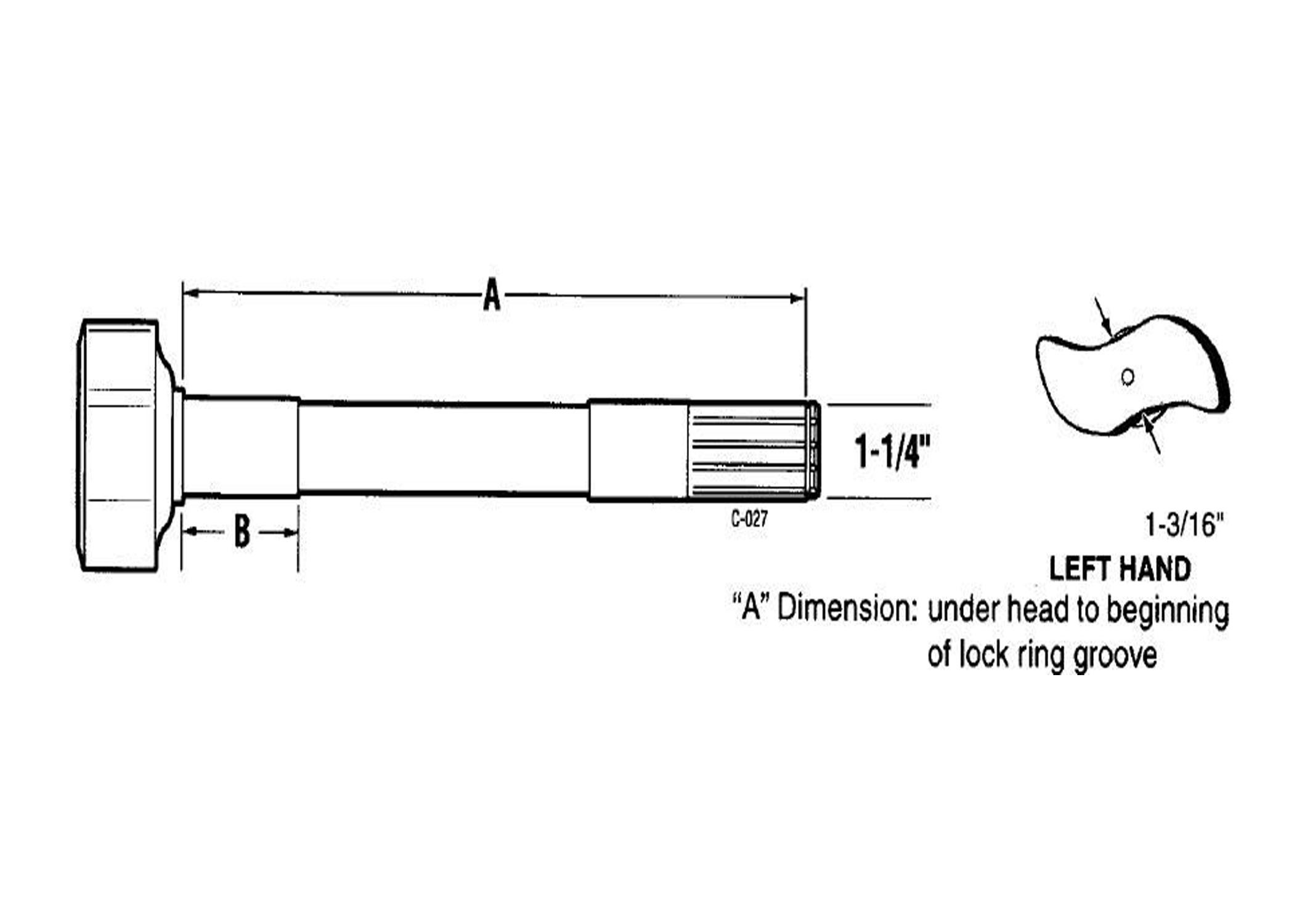 LH CAM SHAFT 8.50in, 10 SPLINE, 1.25 DIA.