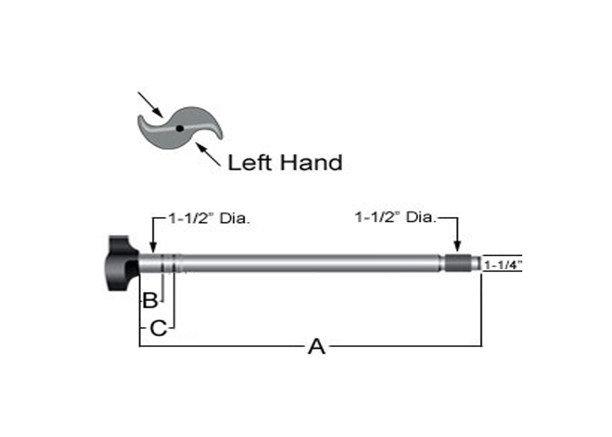 LH CAM SHAFT 23.437in, 28 SPLINE, 1.50 DIA.