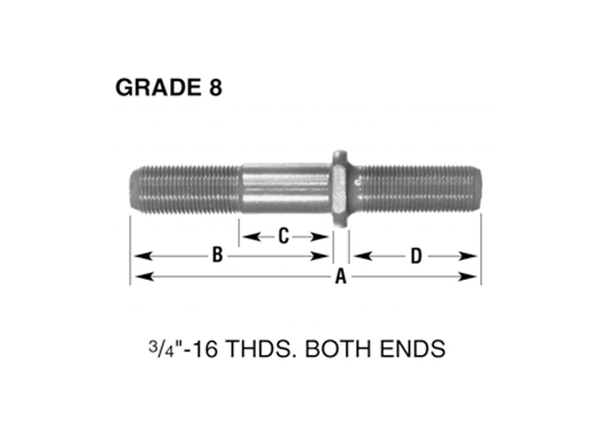 RH 3/4" - 16 DOUBLE END WHEEL STUD