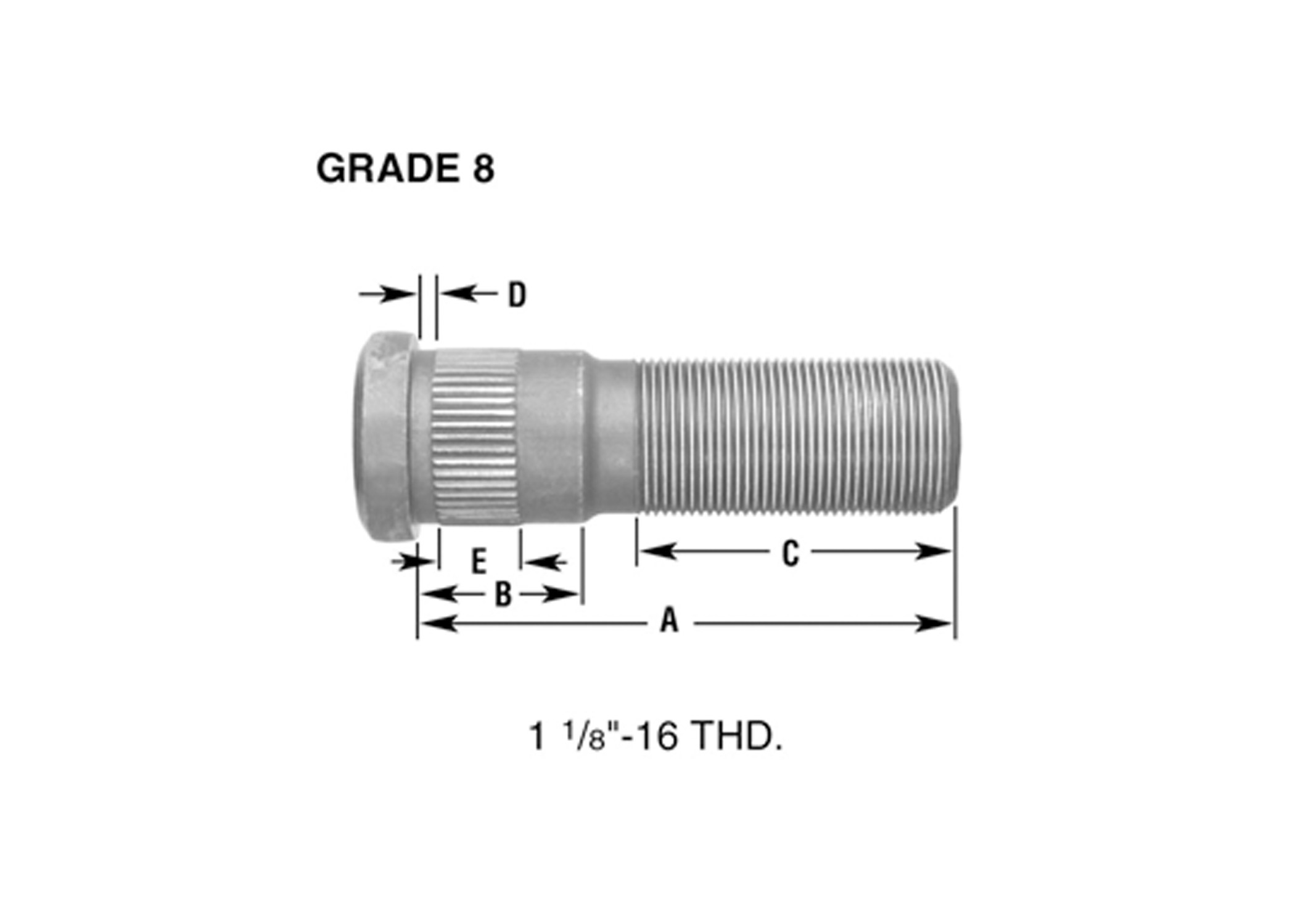 1 1/8"-16 RH THREAD WHEEL STUD