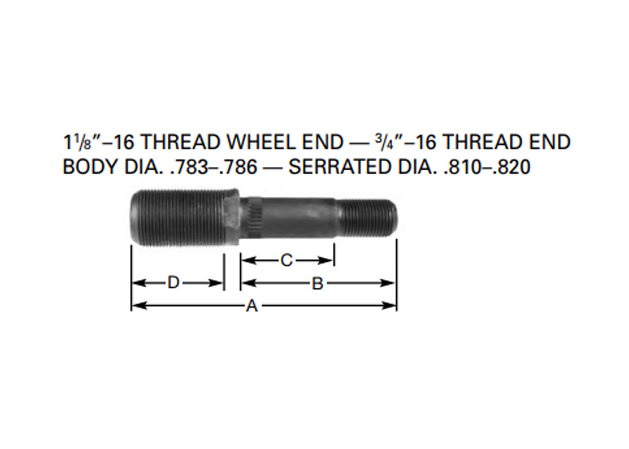 RH DOUBLE END STUD (1 1/8"-16 x 3/4"-16)