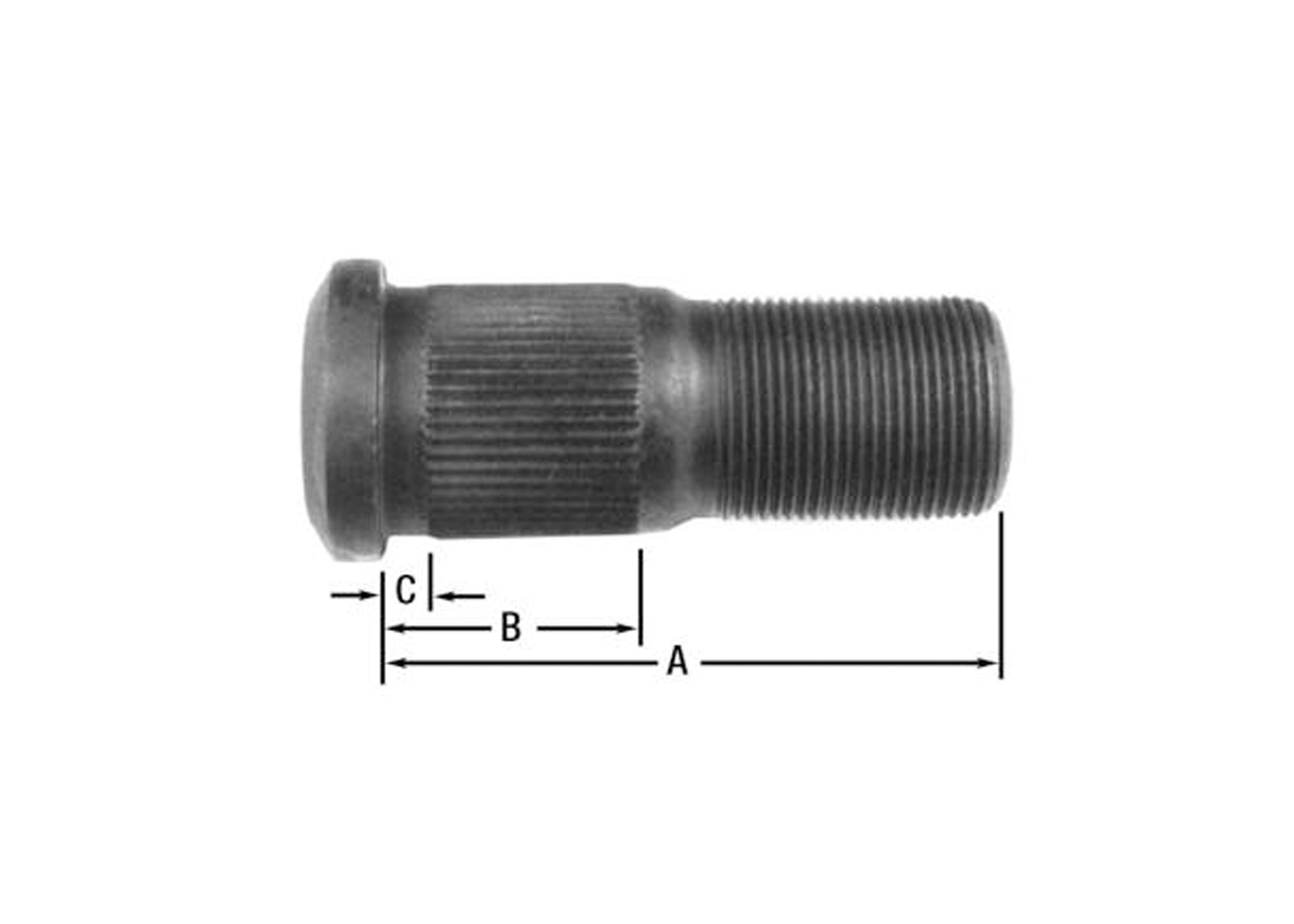 LH 1-1/8" -16 WHEEL STUD 1.222-1.218" BODY DIA.