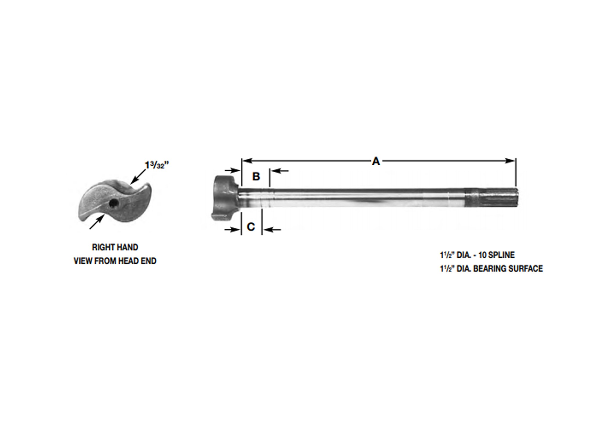 S-CAM 12-1/4" DANA LH 21-1/4" LONG 10 SPLINE