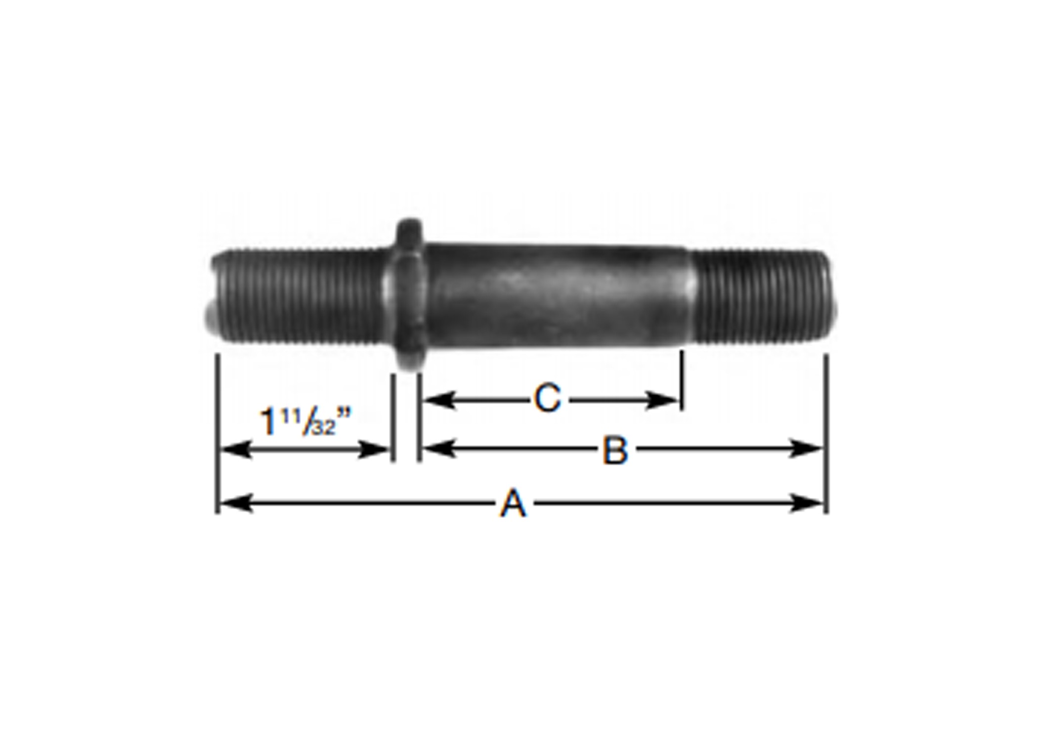 3/4"- 16 RH DOUBLE ENDED WHEEL STUD