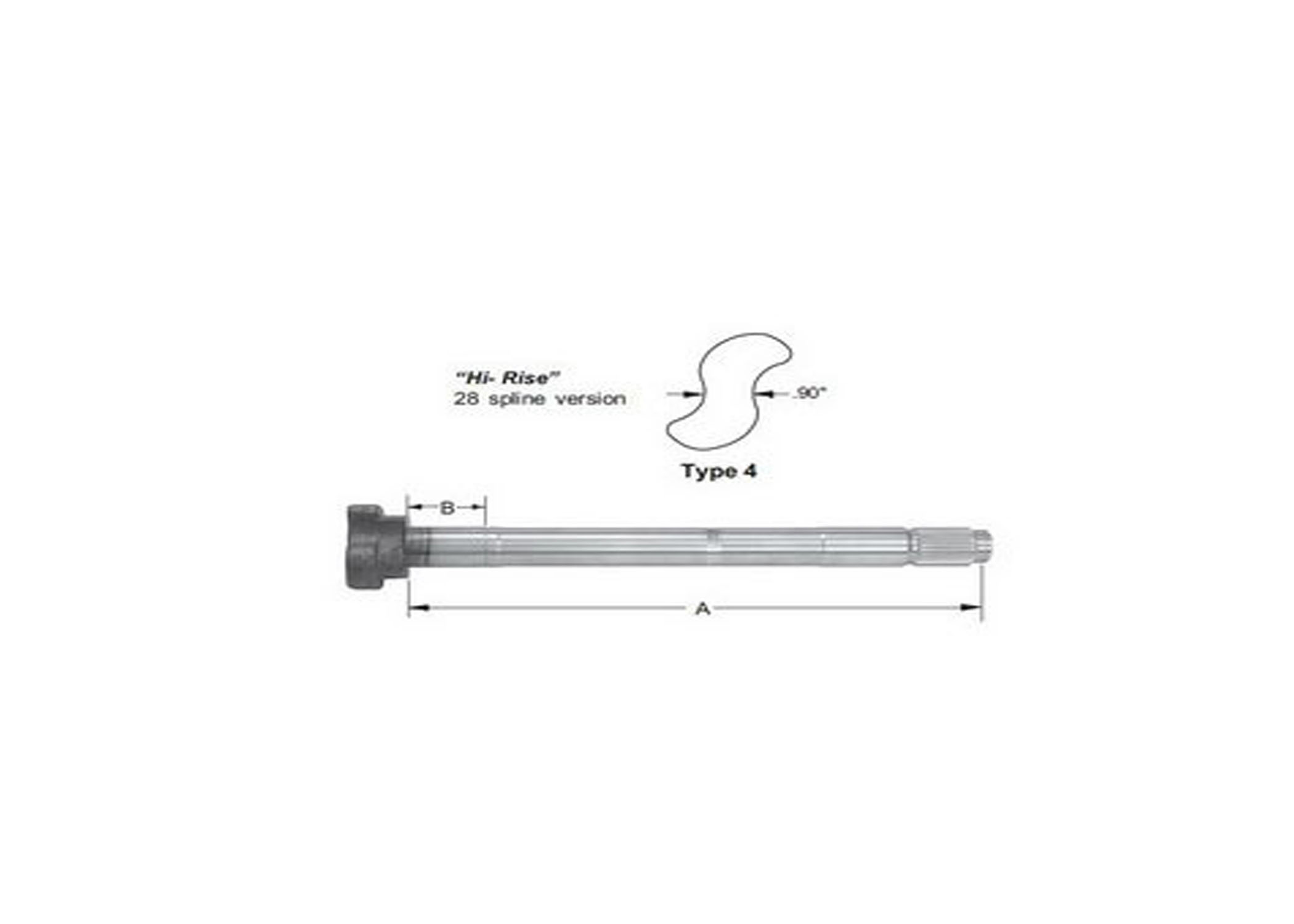 Product Image: LH CAM SHAFT 21.125in, 28 SPLINE, 1.50 DIA.