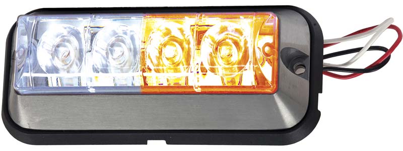 4-7.8in ALUMINUM RECTANGULAR SURFACE MOUNT STROBE, 19 FLASH PATTERN (WHITE/AMBER)-0