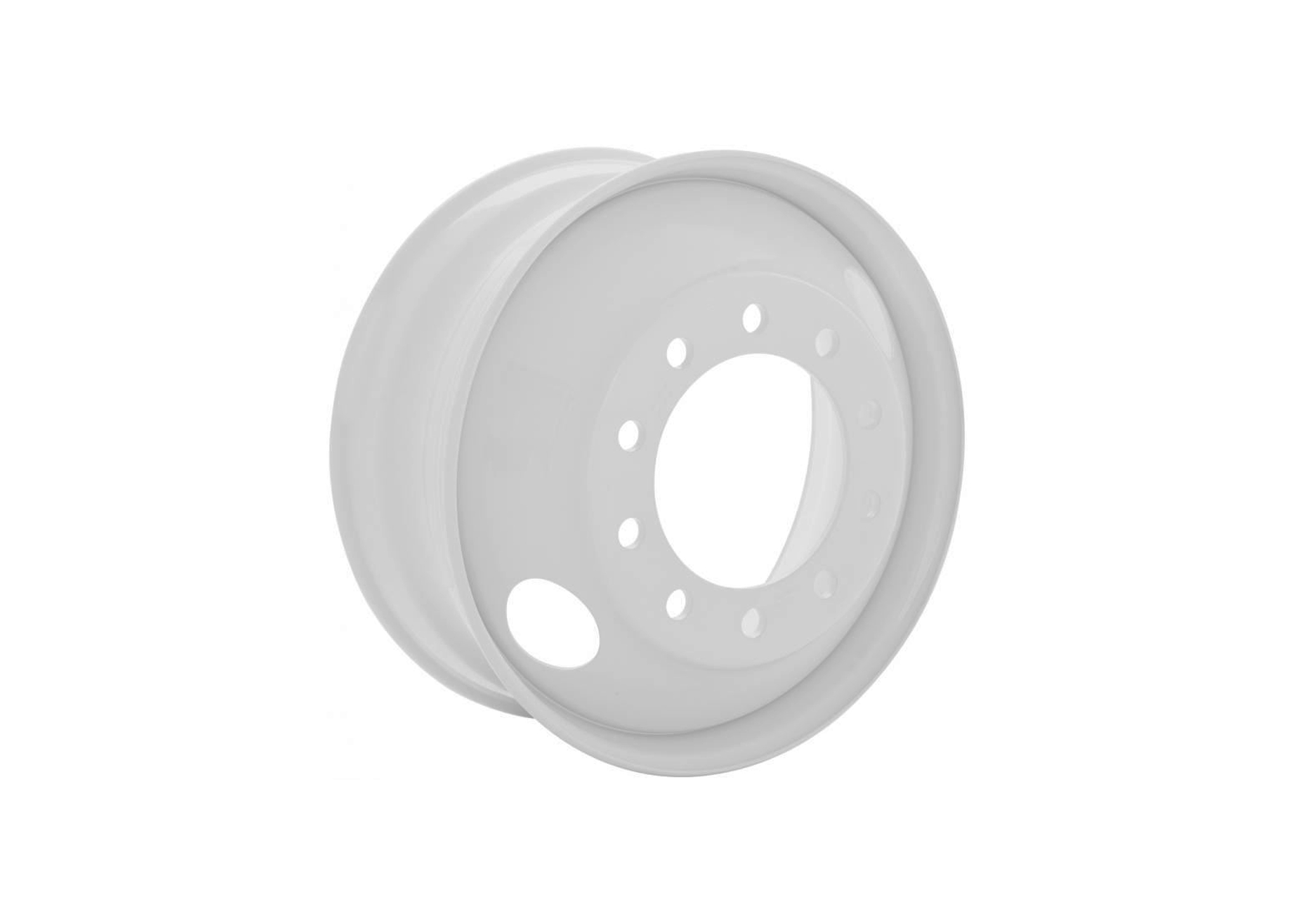 Product Image: 22.5″ x 8 1/4″ 10 HOLE HUB PILOT/ UNI-MOUNT WHEEL  (WHITE)