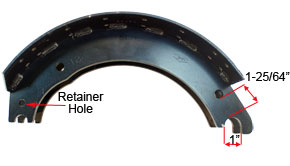 Product Image: 16 1/2″ x 7″ MERITOR Q RELINED BRAKE SHOE KIT