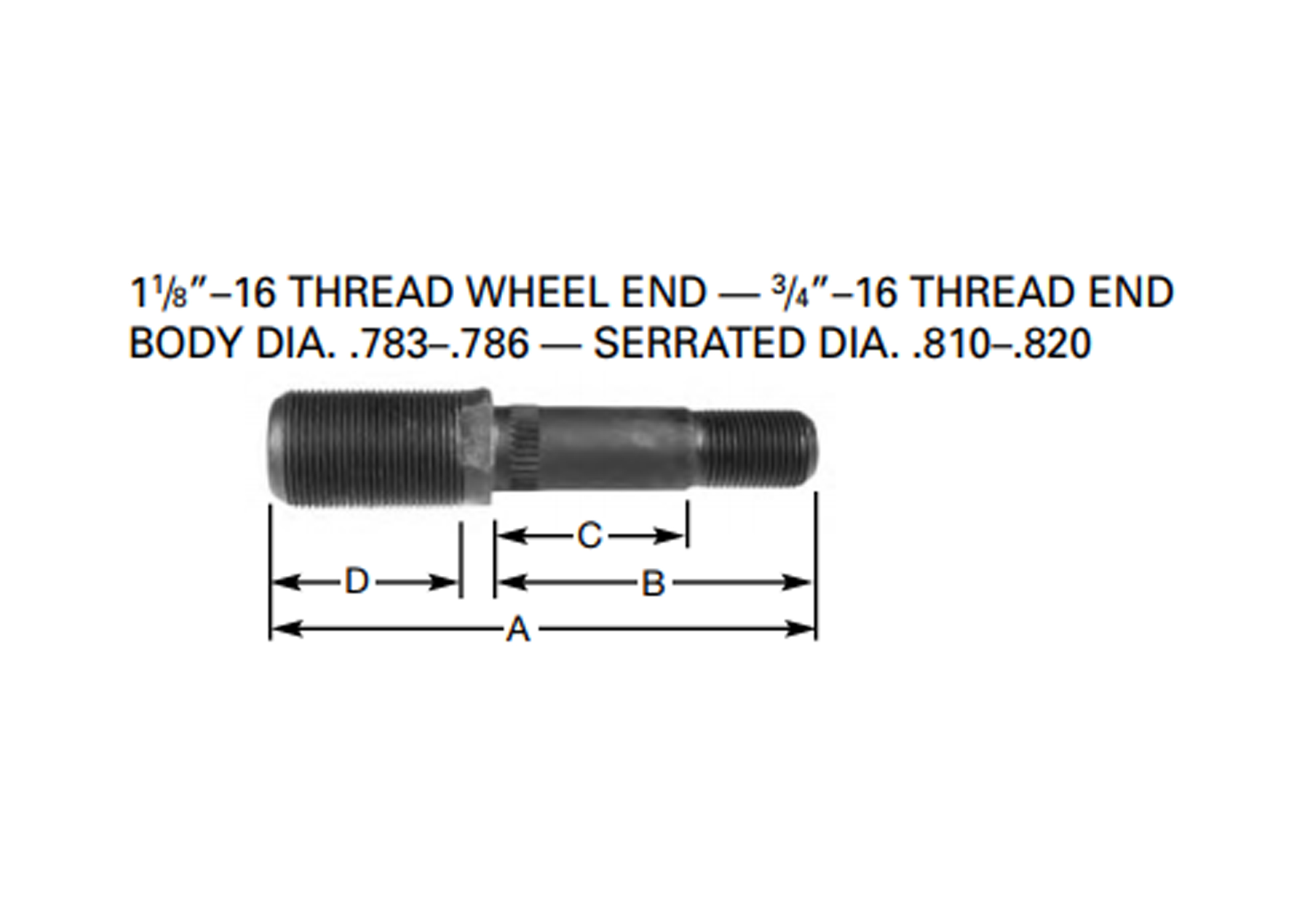 Product Image: LH DOUBLE END STUD (1 1/8″-16 x 3/4″-16) (BOX OF 10)